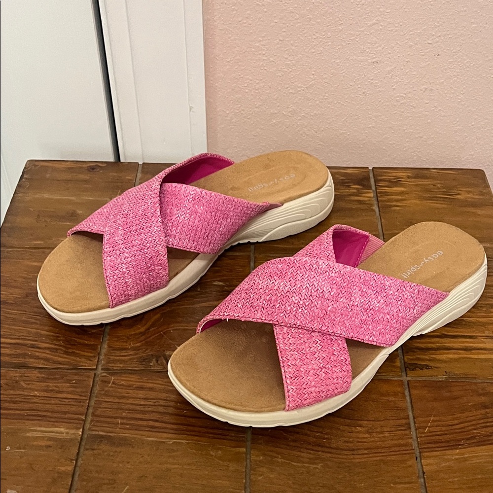 Easy Spirit Pink Cross-Band Sandals